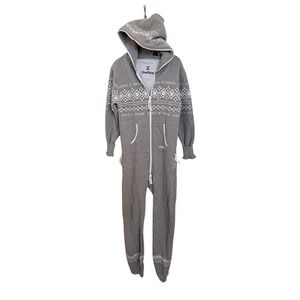 OnePiece Jump In Norway Onesie XS Gray White‎ Nordic Hooded Jumpsuit
